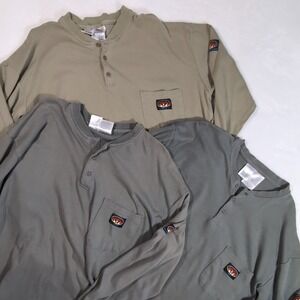 3 Rasco FR Henley T-Shirt Mens Lot 3XL Long Sleeve Flame Resistant HRC 2 GTF454